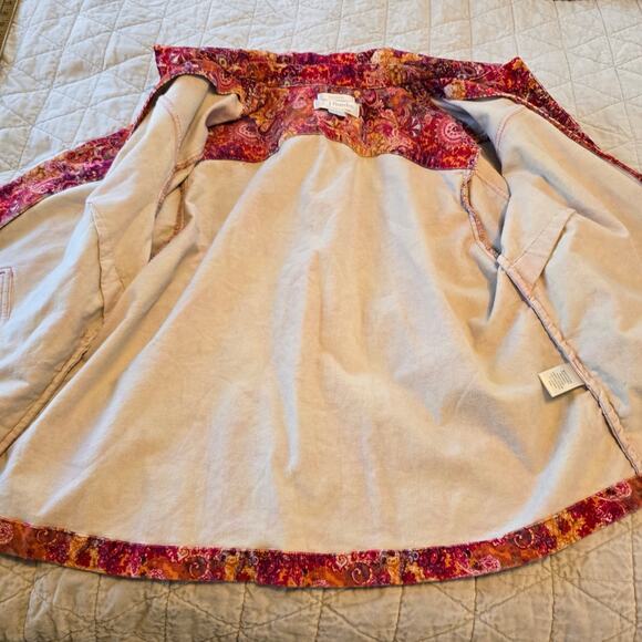 CJ Banks Corduroy Jacket Women's 1X Pink Orange Purple Paisley Boho Vintage - Picture 5 of 9
